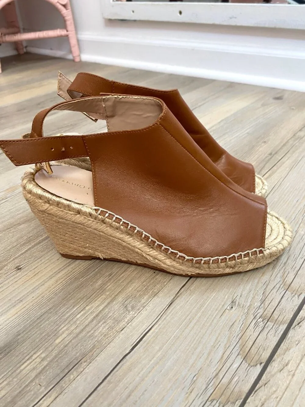 Kurt Geiger Brown Espadrille Peep Toe Wedges - Size 37